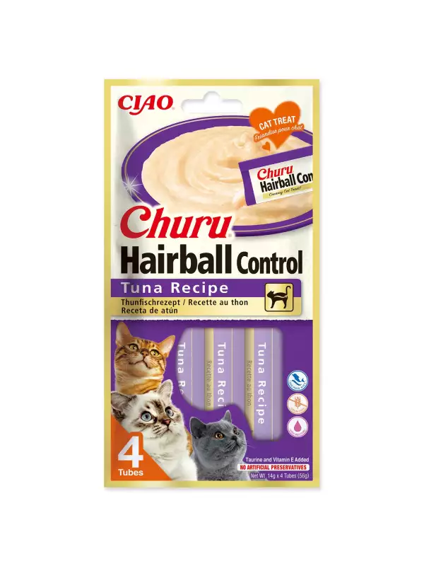 Pochoutka Churu Hairball tuňák 4x14g