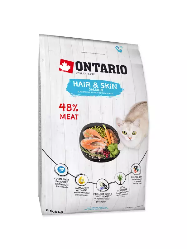 Krmivo Ontario Cat Hair & Skin 6,5kg