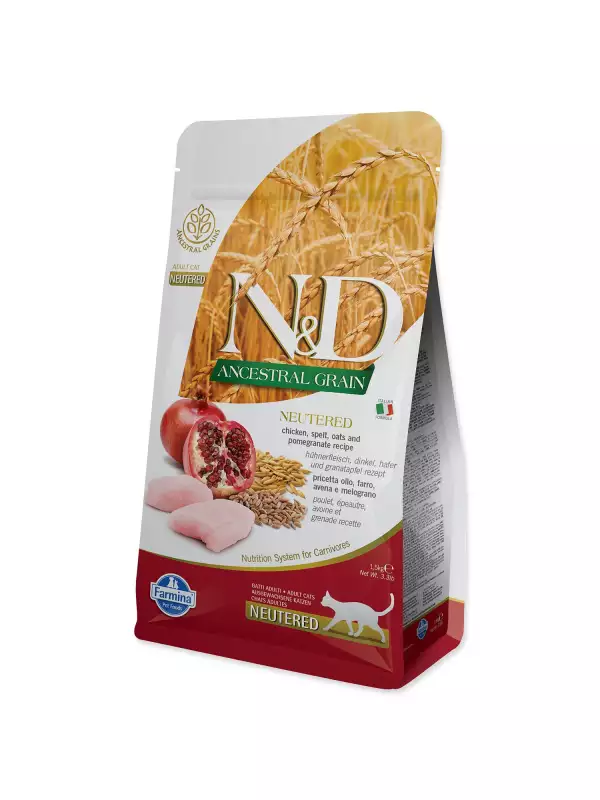 Krmivo N&D Cat Neutered Ancestral Grain Chicken & Pomegranate 1,5kg