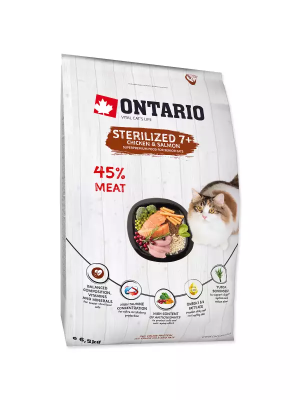 Krmivo Ontario Cat Sterilised 7+6,5kg