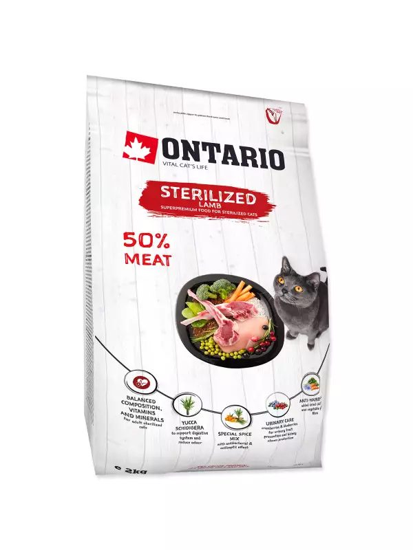 Krmivo Ontario Cat Sterilised Lamb 2kg