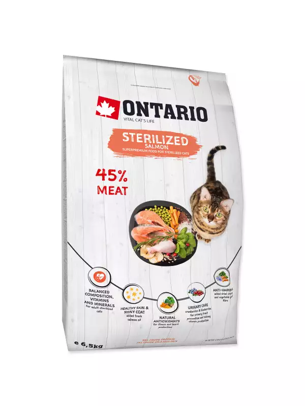 Krmivo Ontario Cat Sterilised Salmon 6,5kg