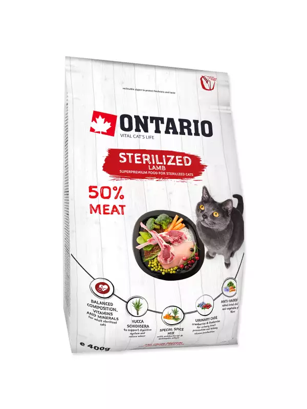 Krmivo Ontario Cat Sterilised Lamb 0,4kg