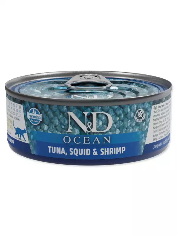 Konzerva N&D Cat Ocean Tuna, Squid & Shrimp 70g