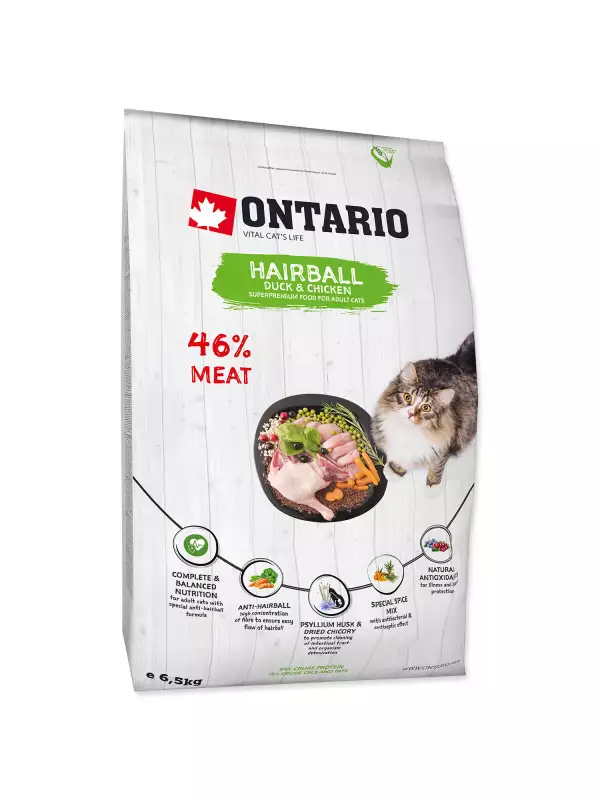 Krmivo Ontario Cat Hairball 6,5kg