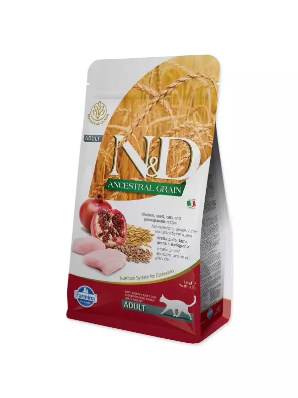 Krmivo N&D Cat Ancestral Grain Chicken, Spelt, Oats & Pomegranate 1,5kg