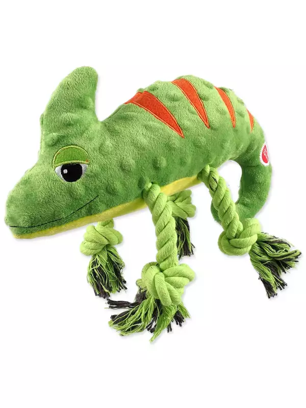 Hračka Dog Fantasy Jungle chameleon pískací zelená 28cm