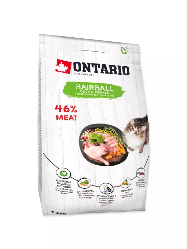 Krmivo Ontario Cat Hairball 2kg