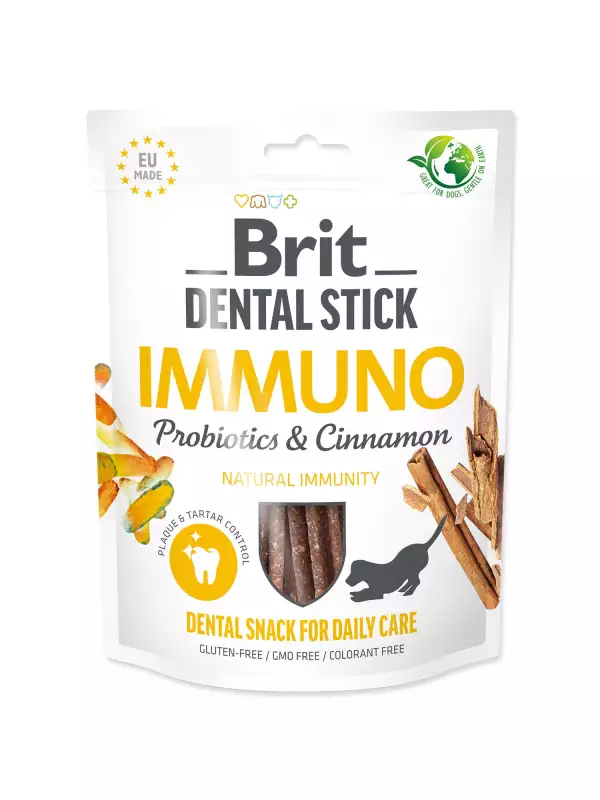 Pochoutka Brit Dental Stick Immuno s Probiotiky a Skořicí 7ks