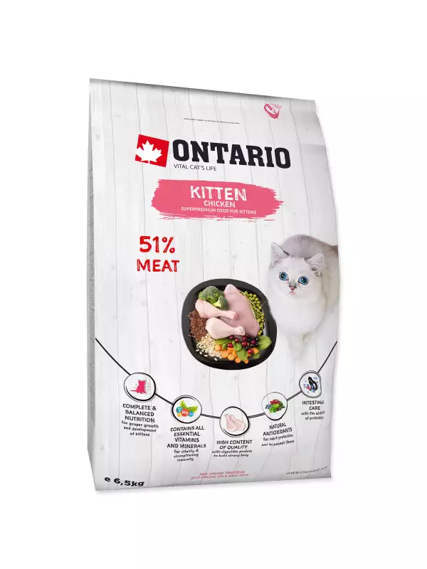 Krmivo Ontario Kitten Chicken 6,5kg