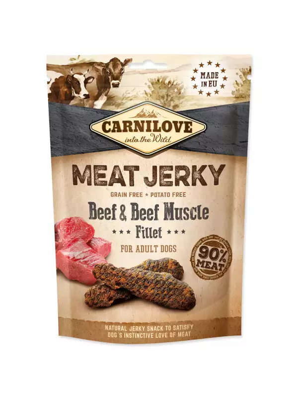 Pochoutka Carnilove Jerky hovězí se svalovinou, plátky 100g